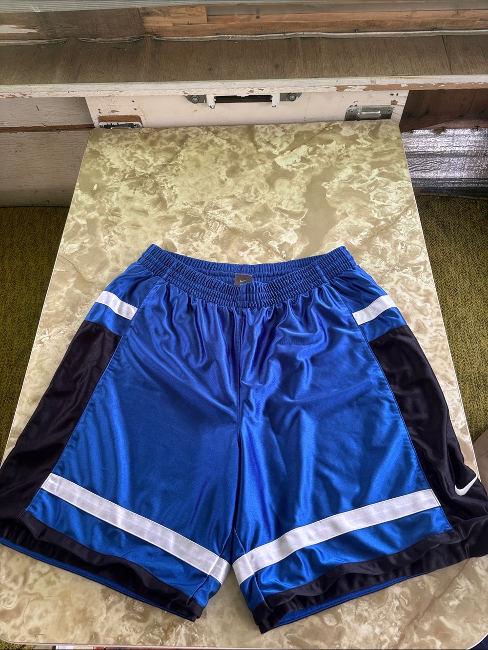 Vintage Nike Dazzle shorts Royal Blue Athletic with Black & White Accents XL